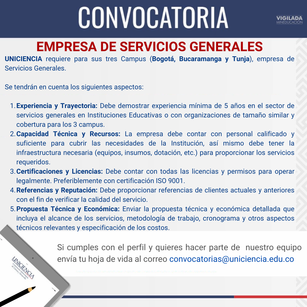 Convocatoria Empresa de Servicios Generales - Diciembre 2025