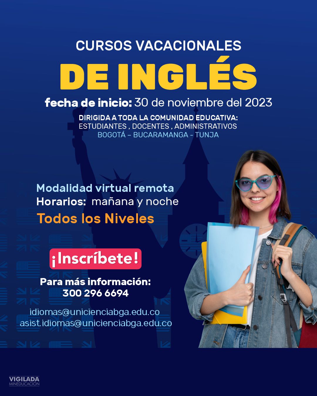Cursos vacacionales de inglés - Noviembre/Diciembre 2023 UNICIENCIA