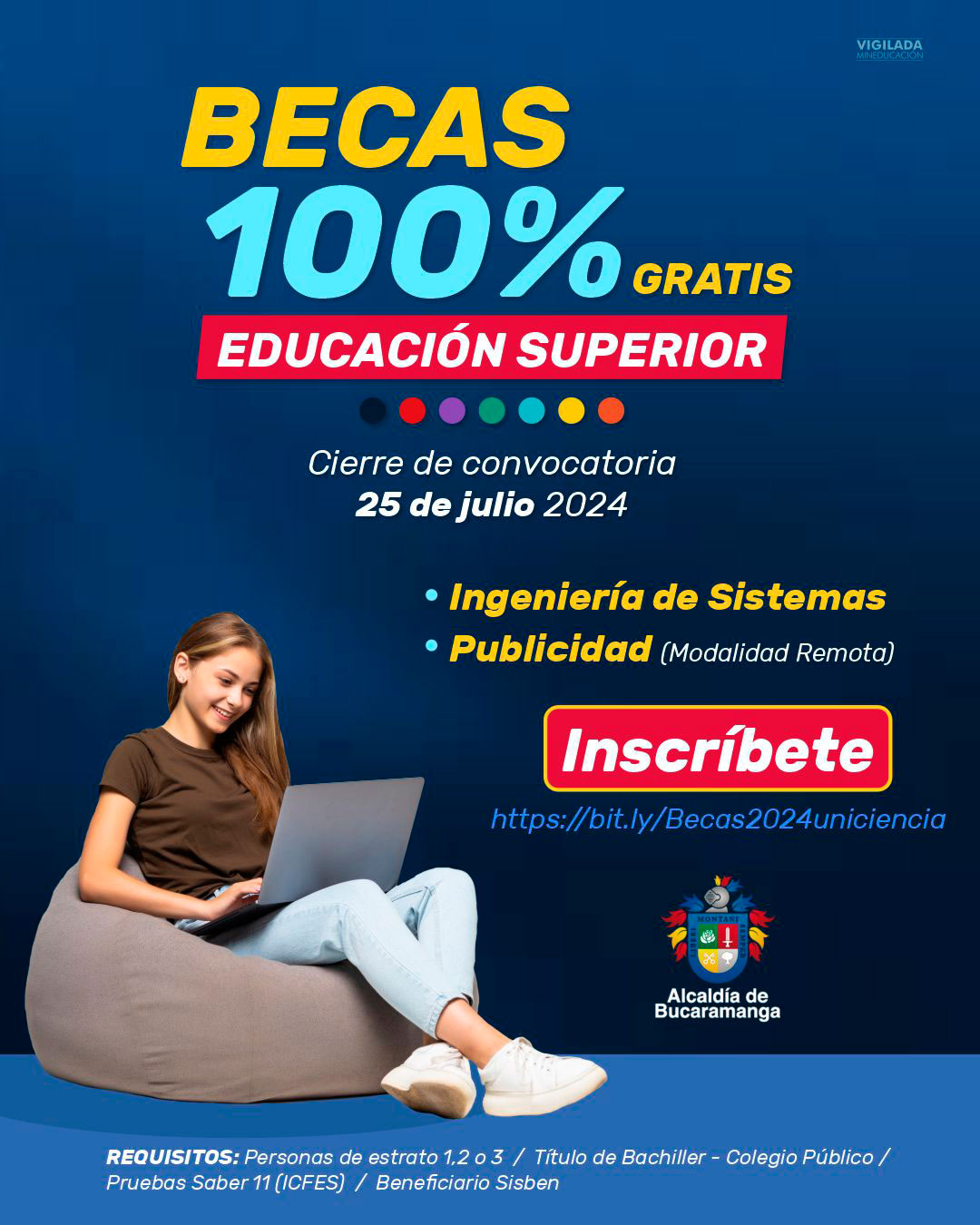 Estudia sin costo Publicidad o Ing de Sistemas en UNICIENCIA con el programa de Becas de la Alcaldía de Bucaramanga