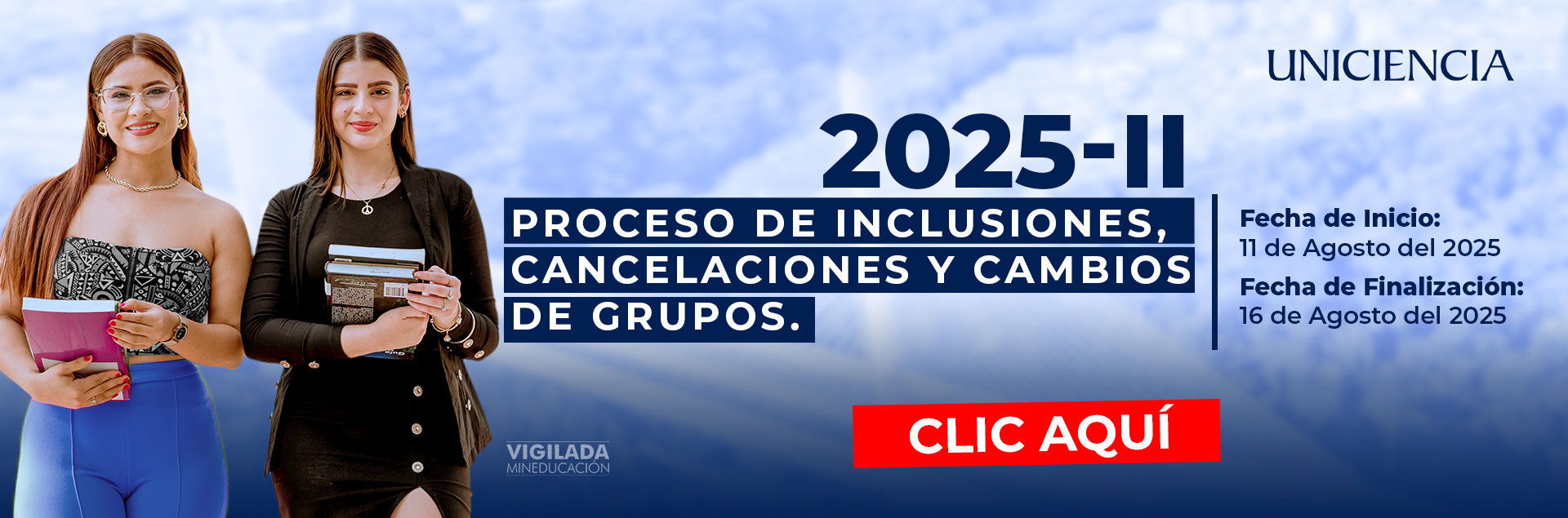 Cambios de horario, inclusiones y cancelaciones 20252 - UNICIENCIA