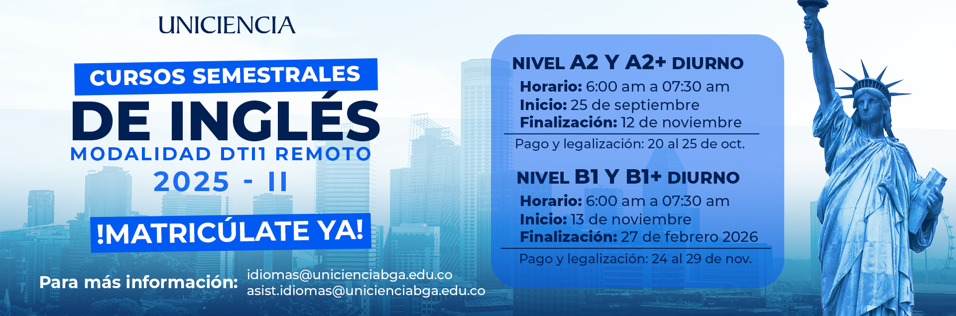 Cursos Semestral Diurno Ingles | UNICIENCIA