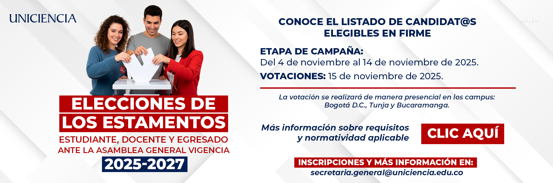 Listado de Candidat@s Elegibles en Firme | UNICIENCIA