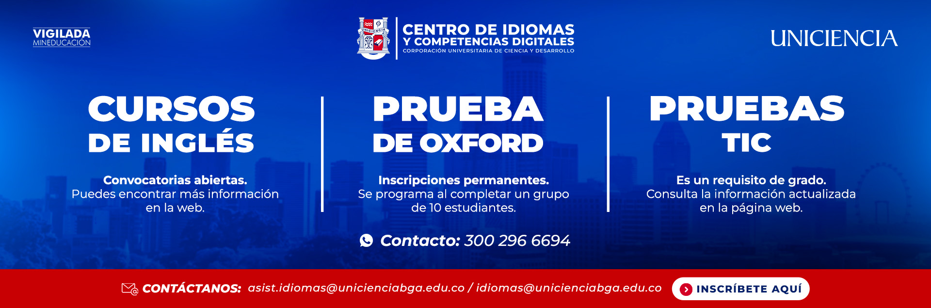 Inscripciones Abiertas Centro Idiomas 2026 | UNICIENCIA